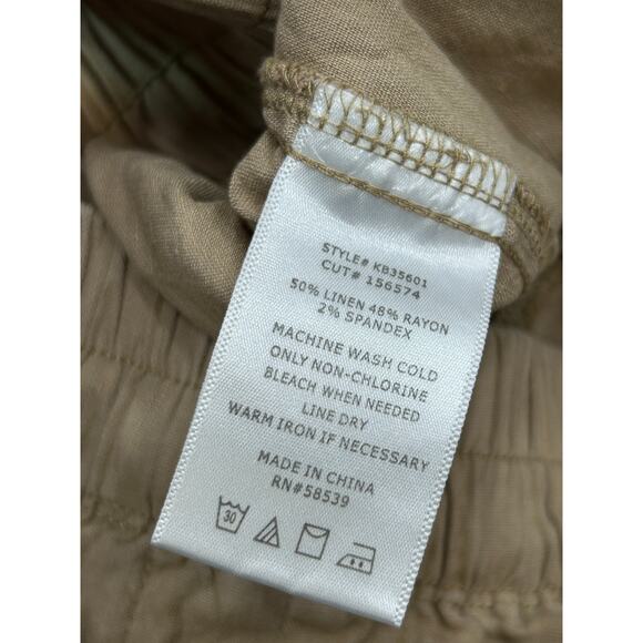 KUT From The Kloth Womens Beige Linen Blend Elastic Waist Cropped Pants Size M - Picture 5 of 7